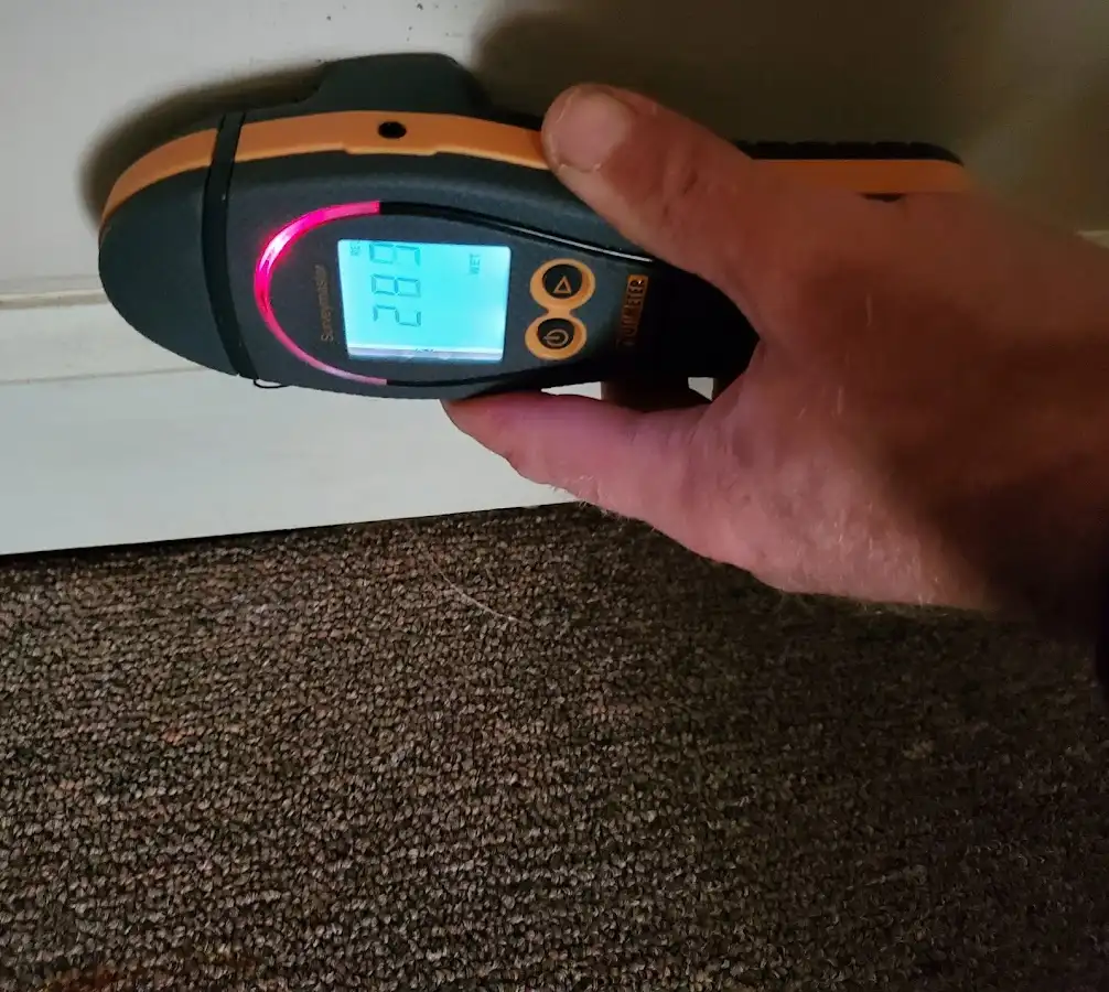 Moisture detection at baseboard during Sewage Cleanup & Sanitation in Westbrook